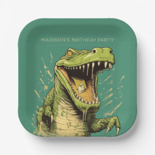 Custom Text Crocodile Paper Plate