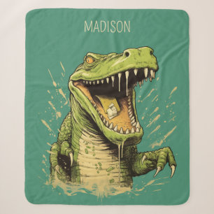 Custom Text Crocodile Sherpa Blanket