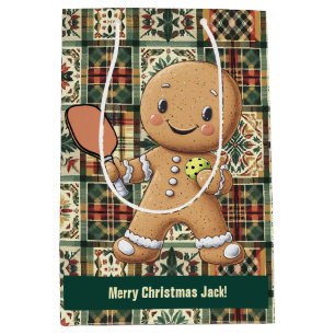 Custom text Crumbly Christmas Rally Gingerbread  Medium Gift Bag