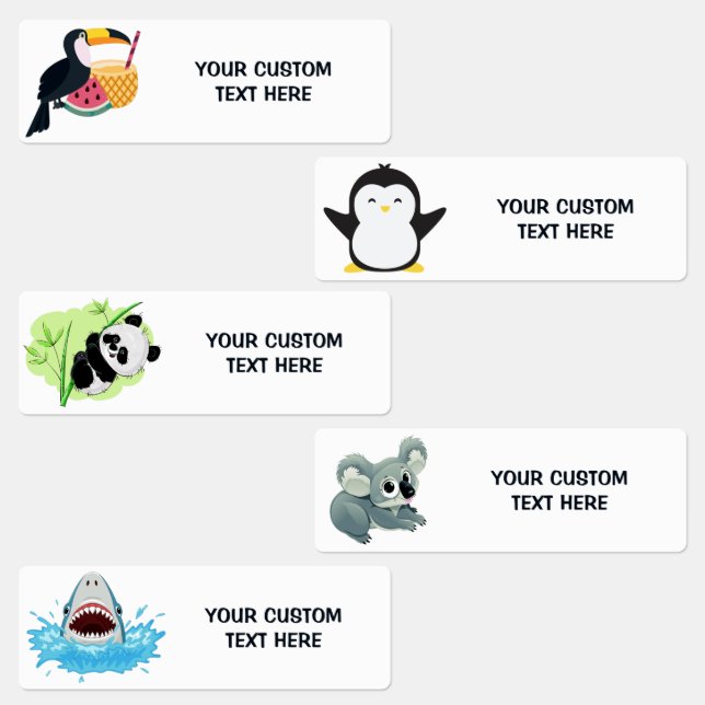 Custom Text Cute Animals label set (Group)