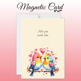 Custom text cute birds magnetic card