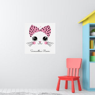 Custom Text Cute Cat Face Poster
