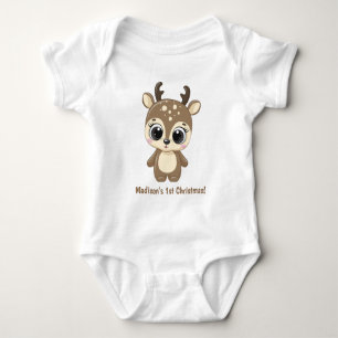 Custom Text Cute Christmas Deer Baby Bodysuit