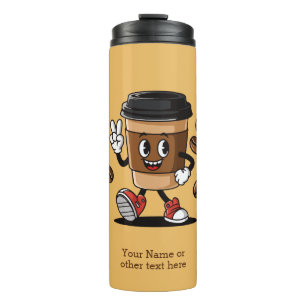 Custom Text Cute Coffee Mascot Thermal Tumbler