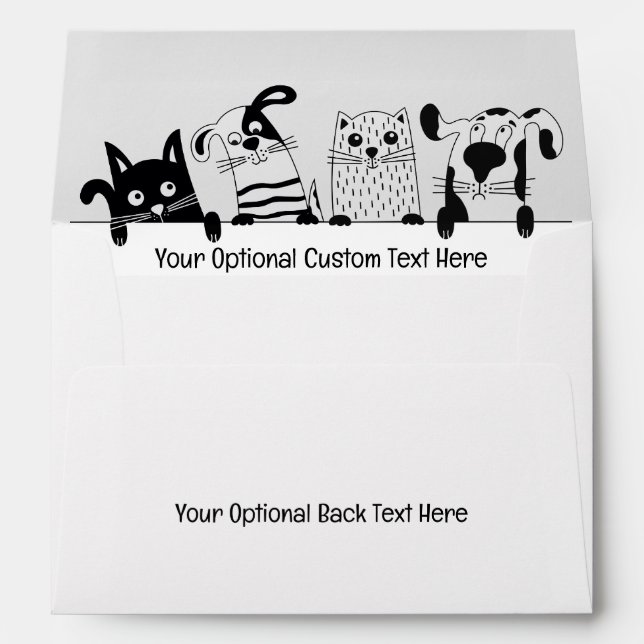 Custom Text Cute Dogs and Cats Envelope (Back (Bottom))
