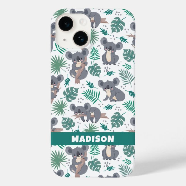 Custom Text Cute Koalas Pattern Case-Mate iPhone Case (Back)
