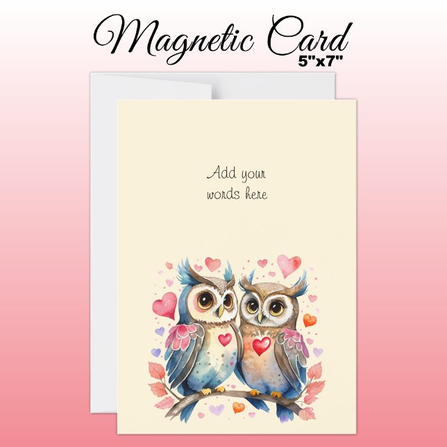 Custom text cute owls magnetic card (Creator Uploaded)