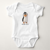Custom Text Cute Penguin Peeking Baby Bodysuit