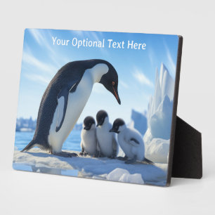 Custom Text Cute Penguins Plaque
