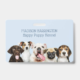 Custom text Cute Puppies ID Badge