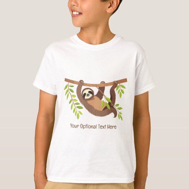 Custom Text Cute Sloth T-Shirt (Front)