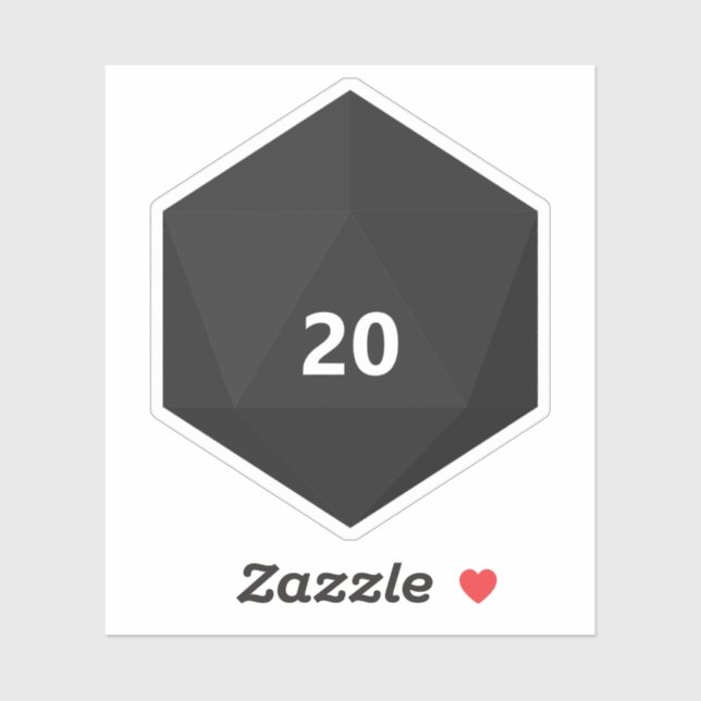 Custom Text D20 Die | Black Template (Sheet)