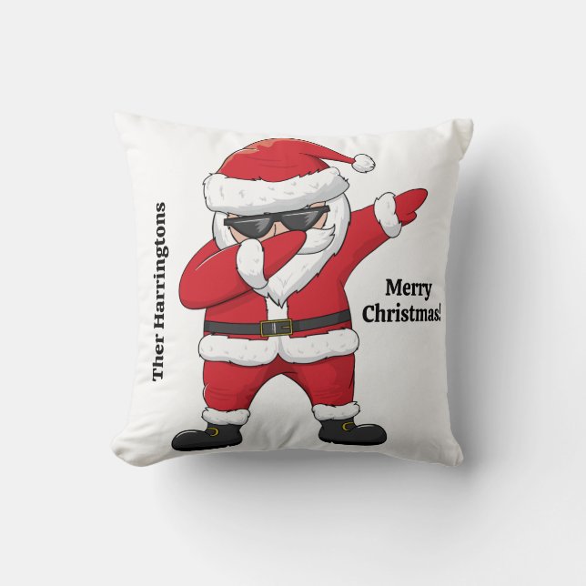 Custom Text Dabbing Dancing Santa Cushion (Front)