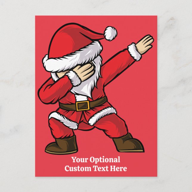 Custom Text Dabbing Dancing Santa Holiday Postcard (Front)
