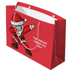 Custom Text Dabbing Dancing Santa Large Gift Bag