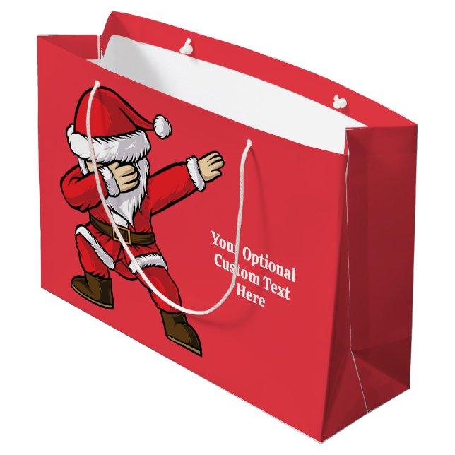 Custom Text Dabbing Dancing Santa Large Gift Bag (Back Angled)