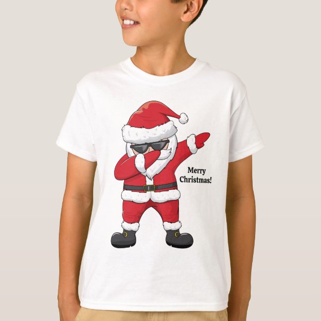 Custom Text Dabbing Dancing Santa T-Shirt (Front)