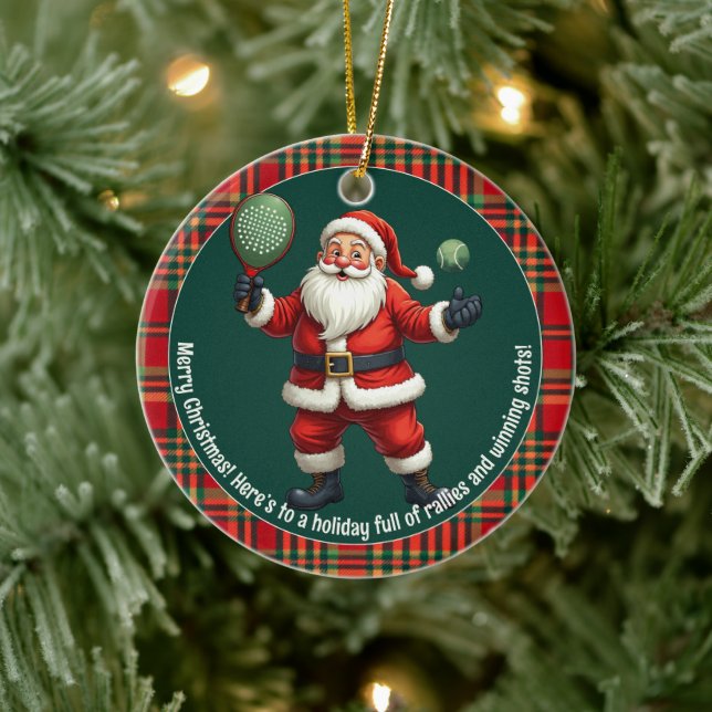 🎾🎄Custom text, Deck the Court Ceramic Tree Decoration (Tree)