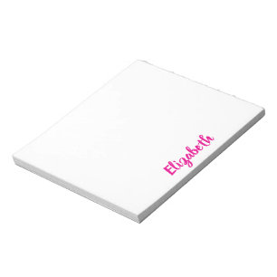 Custom Text Deep Pink Script on White Notepad