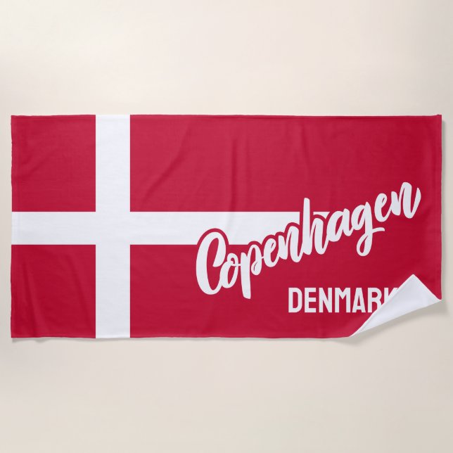 Custom Text Denmark Flag Beach Towel (Front)