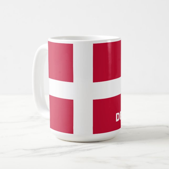 Custom Text Denmark Flag Coffee Mug (Front Left)