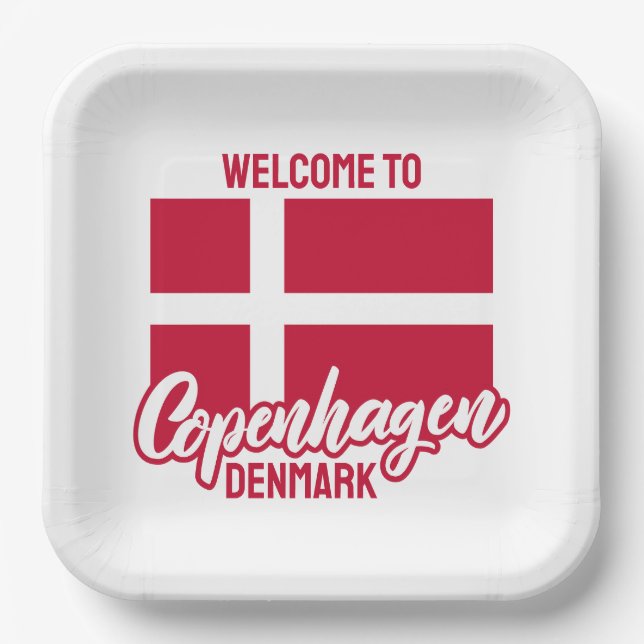 Custom Text Denmark Flag Paper Plate (Front)