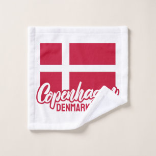 Custom Text Denmark Flag Wash Cloth