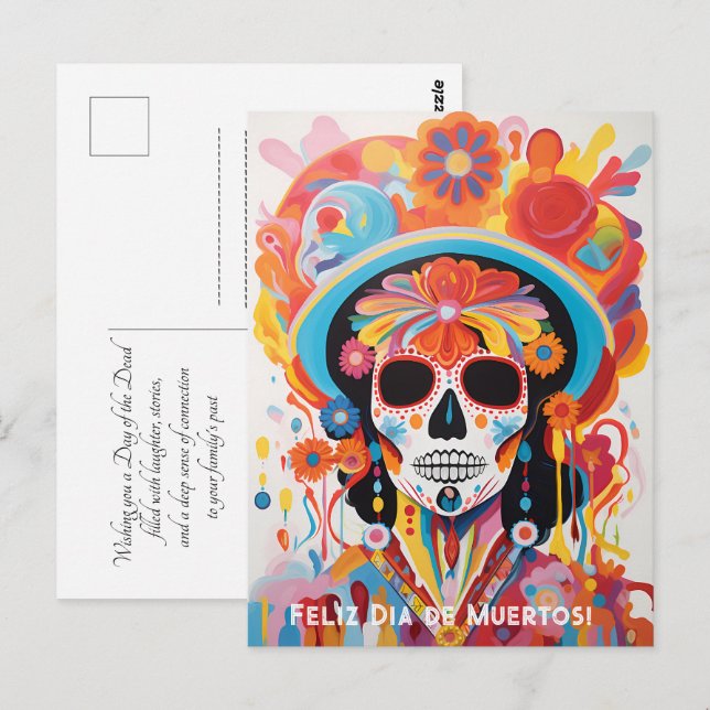 Custom text Dia de Muertos La Calavera Catrina  Postcard (Front/Back)