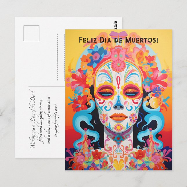 Custom text Dia de Muertos La Calavera Catrina Postcard (Front/Back)