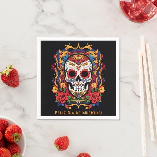 Custom text Dia de Muertos☠️ Sugar Skull  Napkin (Insitu)
