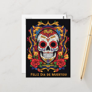 Custom text Dia de Muertos☠️ Sugar Skull Postcard