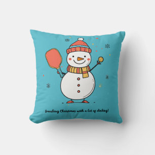 Custom text Dinking Snowman Cushion