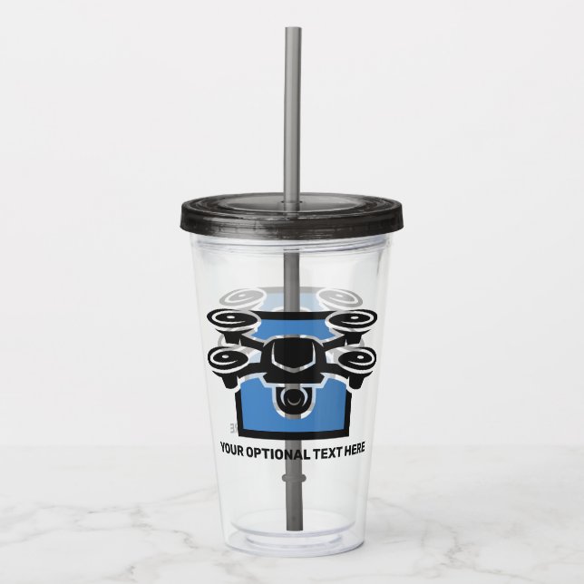 Custom Text Drone Acrylic Tumbler (Front)