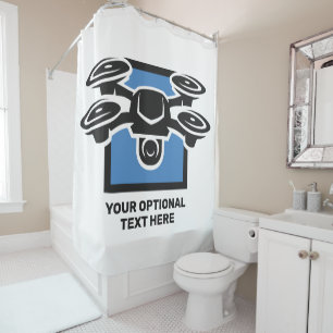 Custom Text Drone Shower Curtain