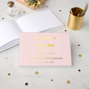 Custom Text Dusty Pïnk Gold Letters to the Bride Guest Book