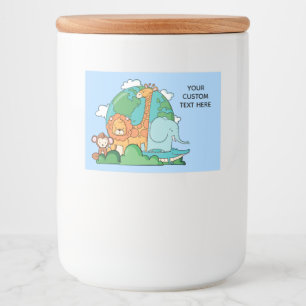 Custom Text Earth with Animals Food Label