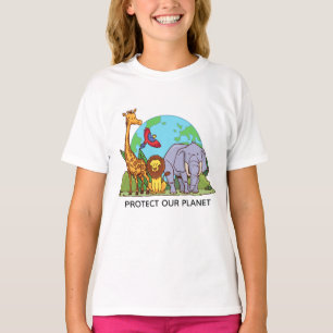 Custom Text Earth with Animals T-Shirt