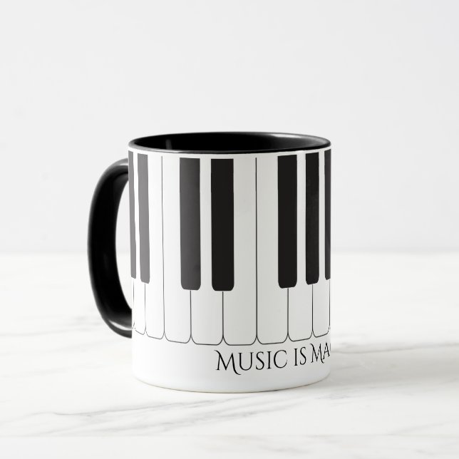 Custom text ebony & ivory piano keys design mug (Front Left)