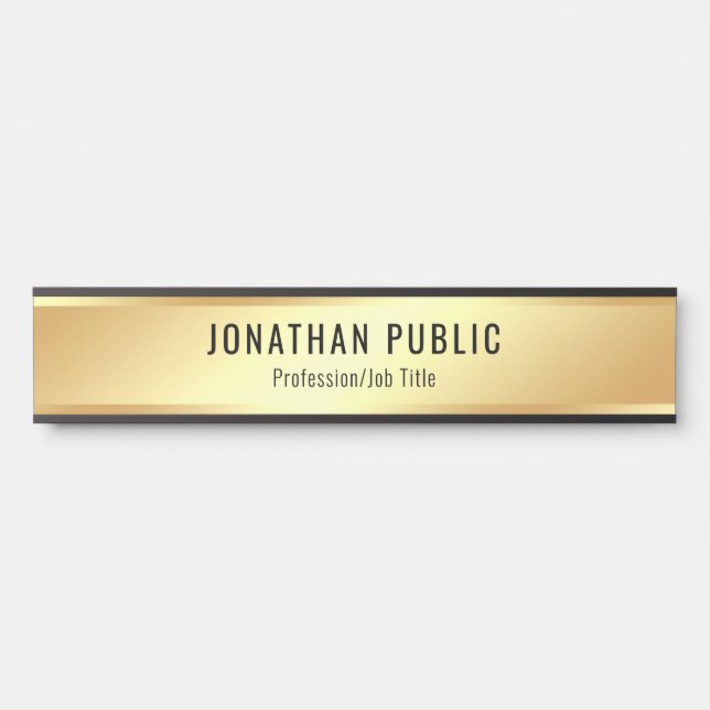 Custom Text Elegant Gold Modern Template Luxury Door Sign (Front)