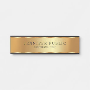 Custom Text Elegant Luxury Trendy Black & Gold Door Sign