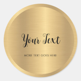 Custom Text Elegant Metallic Look Faux Gold Script Classic Round Sticker