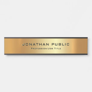 Custom Text Elegant Modern Glamour Black & Gold Door Sign