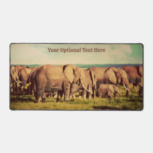 Custom Text Elephants Desk Mat