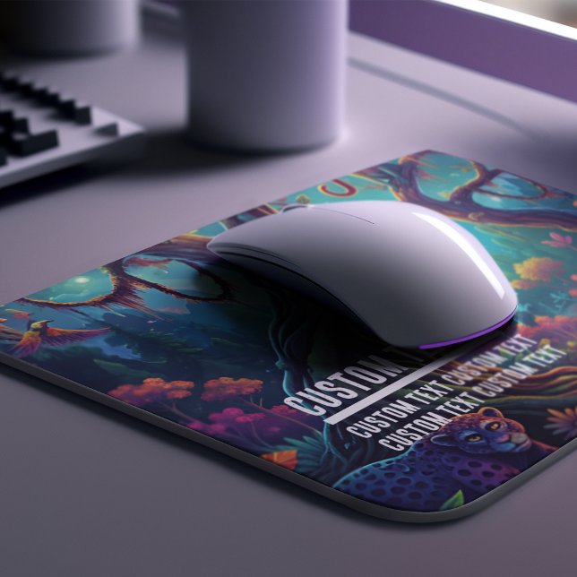 Custom Text Enchanted Jungle Monkeys Vibrant Mouse Pad (Custom Text Enchanted Jungle Monkeys Vibrant Mouse Pad)
