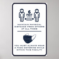 Custom Text Face Mask + Distancing Business Notice