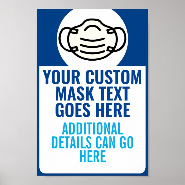 Custom Text Face Mask Rules Alert Business Poster (Front)