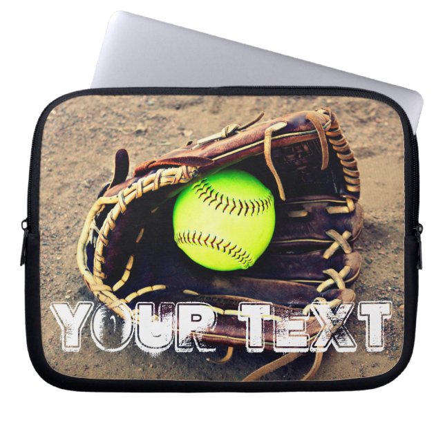 Custom Text Fastpitch Softball Laptop Sleeve (Front)