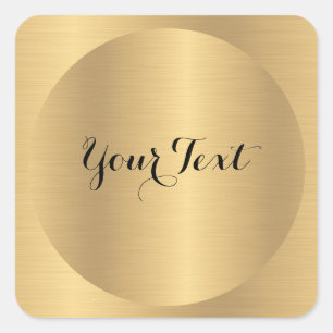 Custom Text Faux Gold Template Calligraphy Script Square Sticker