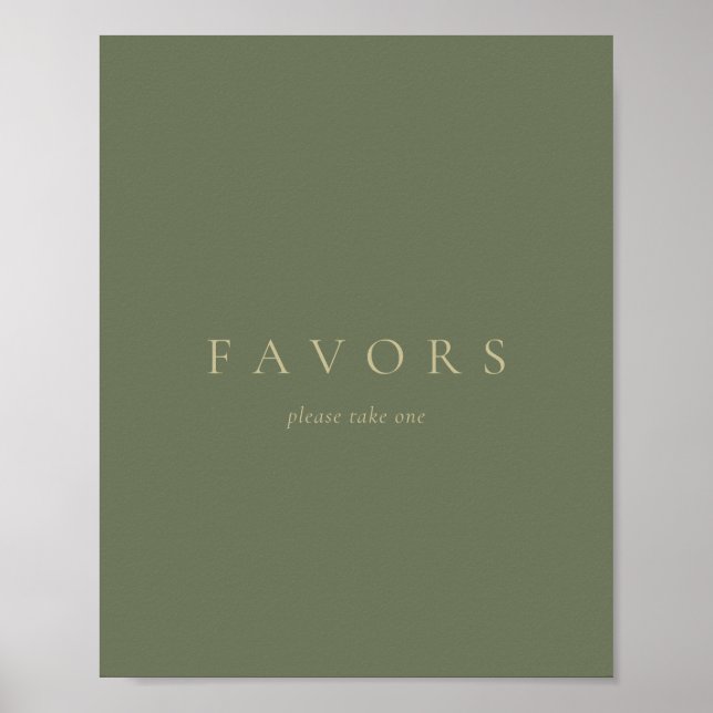 Custom Text Favors Simple Gold Sage Green Poster (Front)