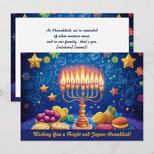 Custom text  Festival of Lights Delight Holiday Card (Front/Back)